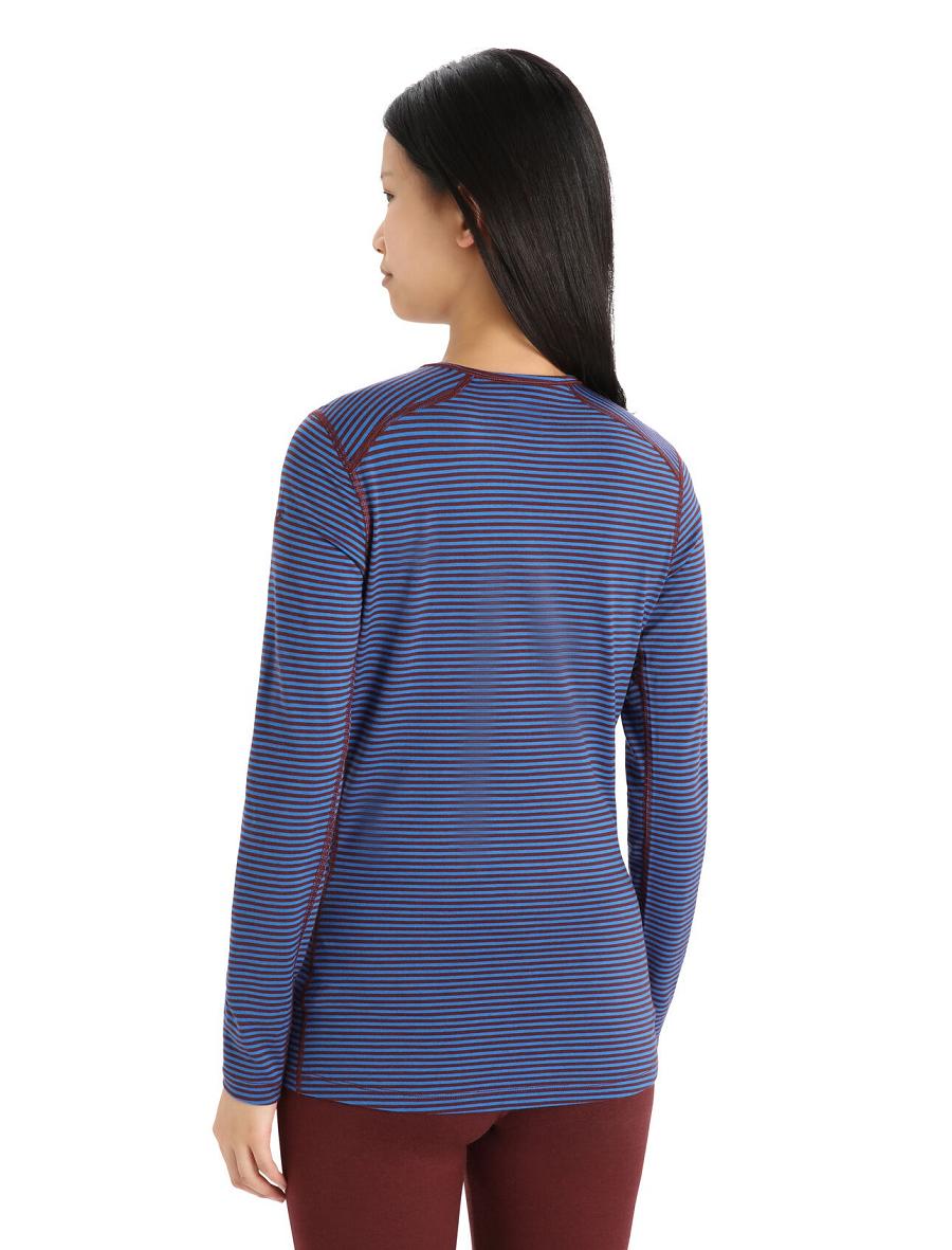 Une pièce Icebreaker Merino 200 Oasis Long Sleeve Crewe Thermal Top Femme Bleu | FR 1763XYUF